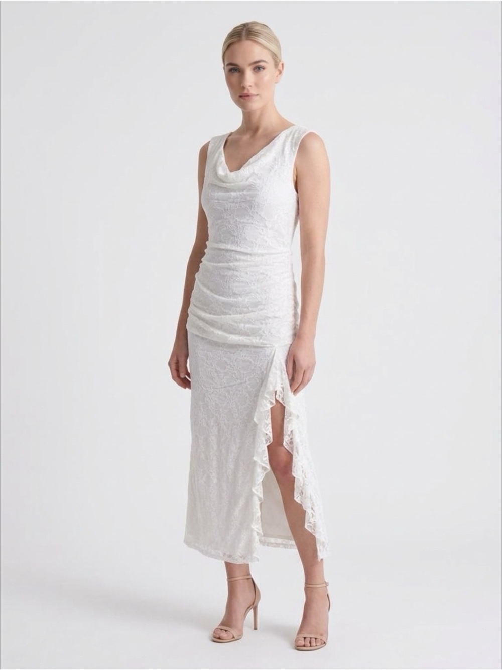 Altar’d State elegant Ivory Lace Cowl Neck Women's Dress size small nwt.